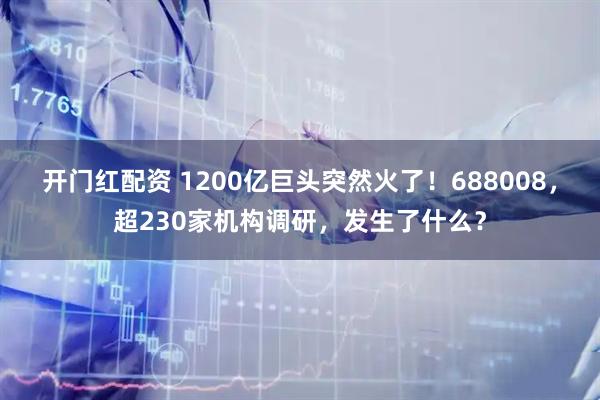 开门红配资 1200亿巨头突然火了！688008，超230家机构调研，发生了什么？